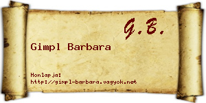 Gimpl Barbara névjegykártya